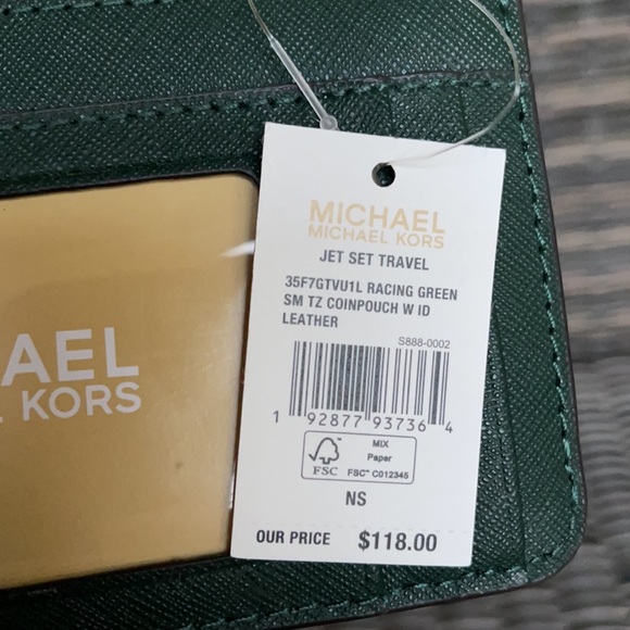 Michael Kors Jet Set Travel Small CoinPouch Wallet Racing Green - Picture 14 of 16